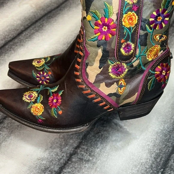 { Double D Ranch Old Gringo } Cosmic Camo Chocolate/Camouflage Western Boots - Picture 9 of 16